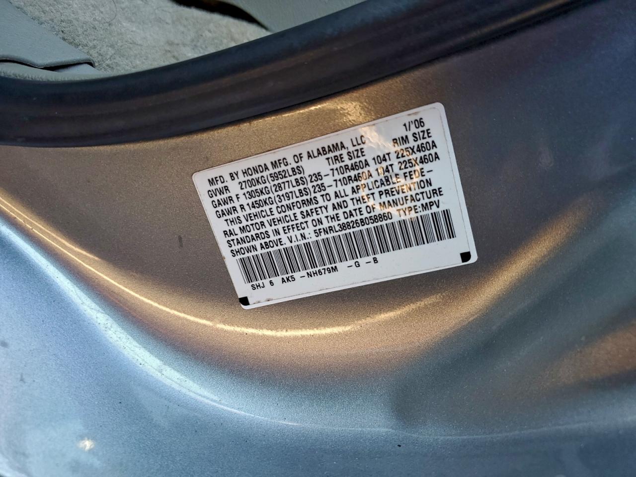 2006 HONDA ODYSSEY TOURING photo 13
