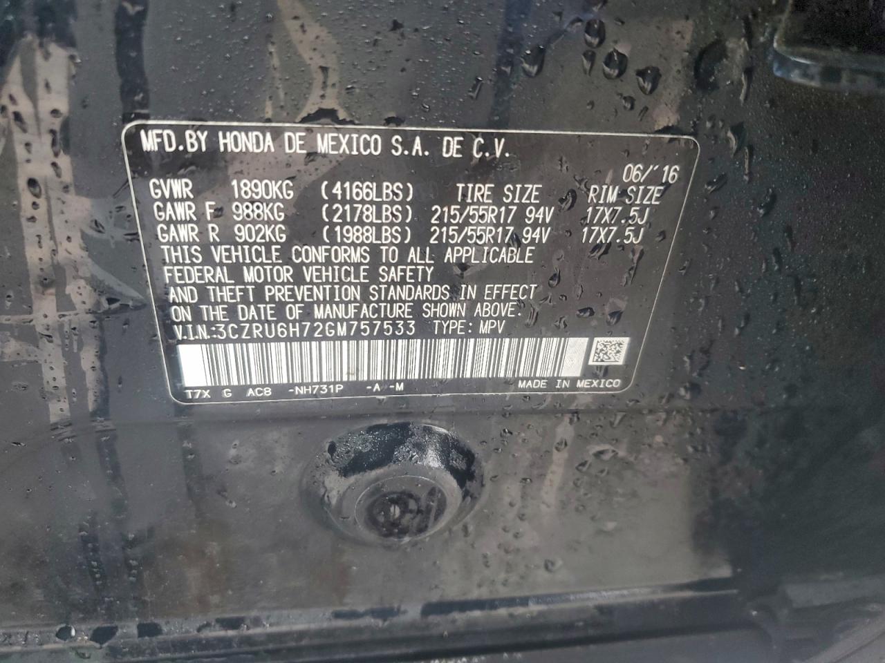 2016 HONDA HR-V EXL photo 14