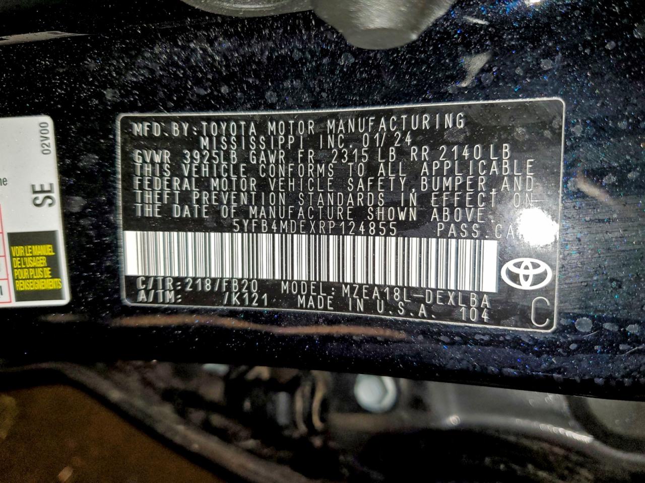 2024 TOYOTA COROLLA LE photo 12
