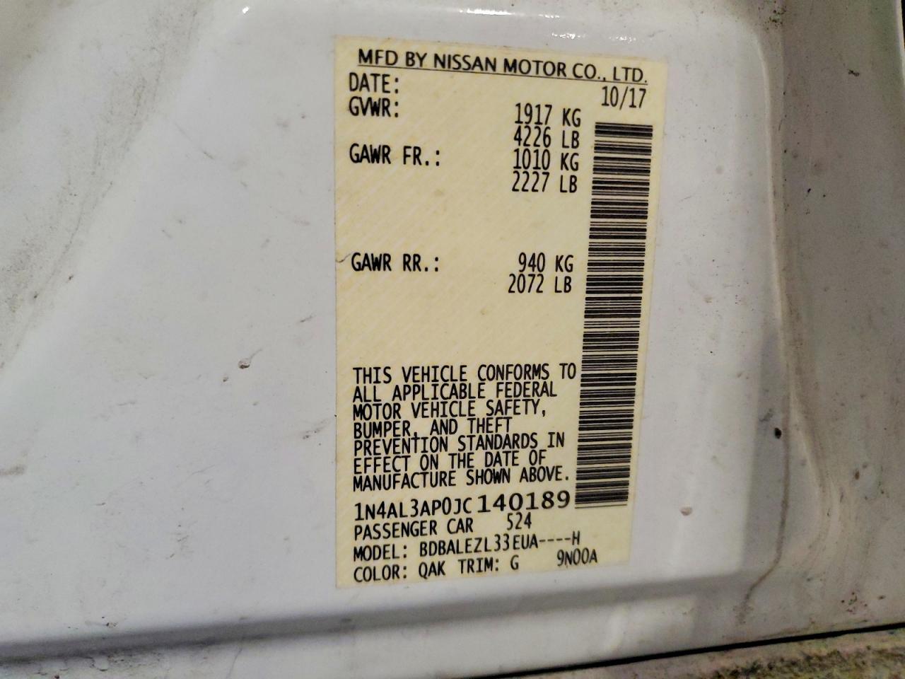 2018 NISSAN ALTIMA 2.5 photo 12