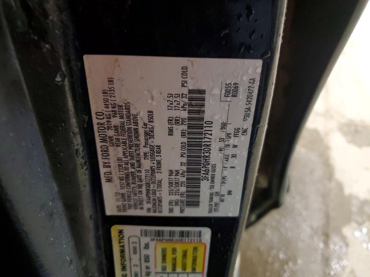 2013 FORD FUSION SE photo 12