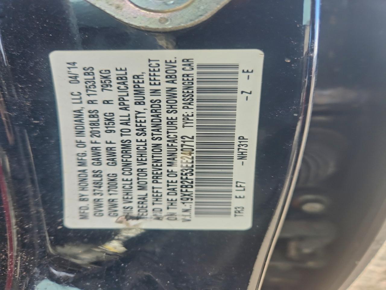 2014 HONDA CIVIC LX photo 12