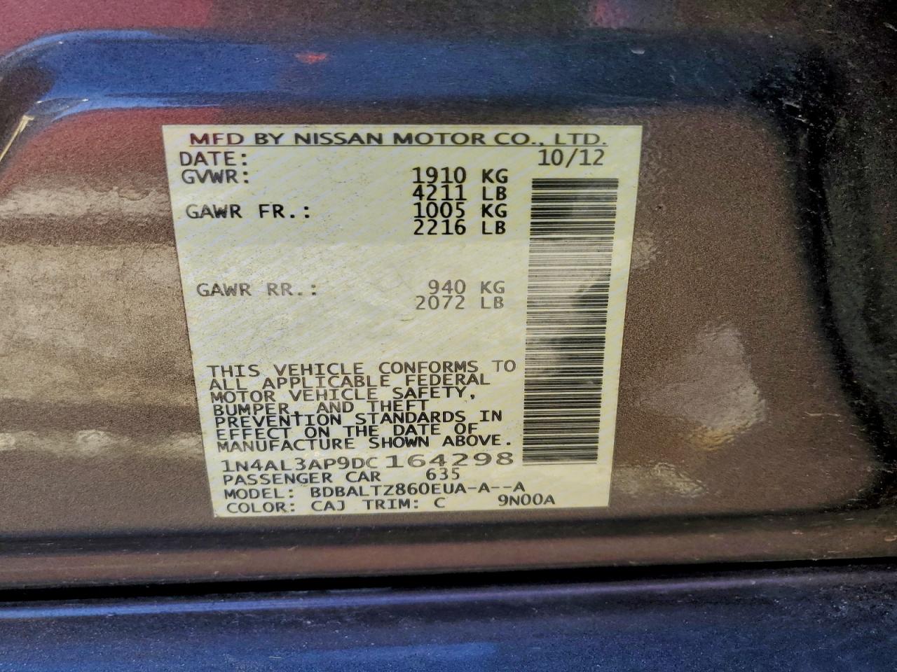 2013 NISSAN ALTIMA 2.5 photo 12