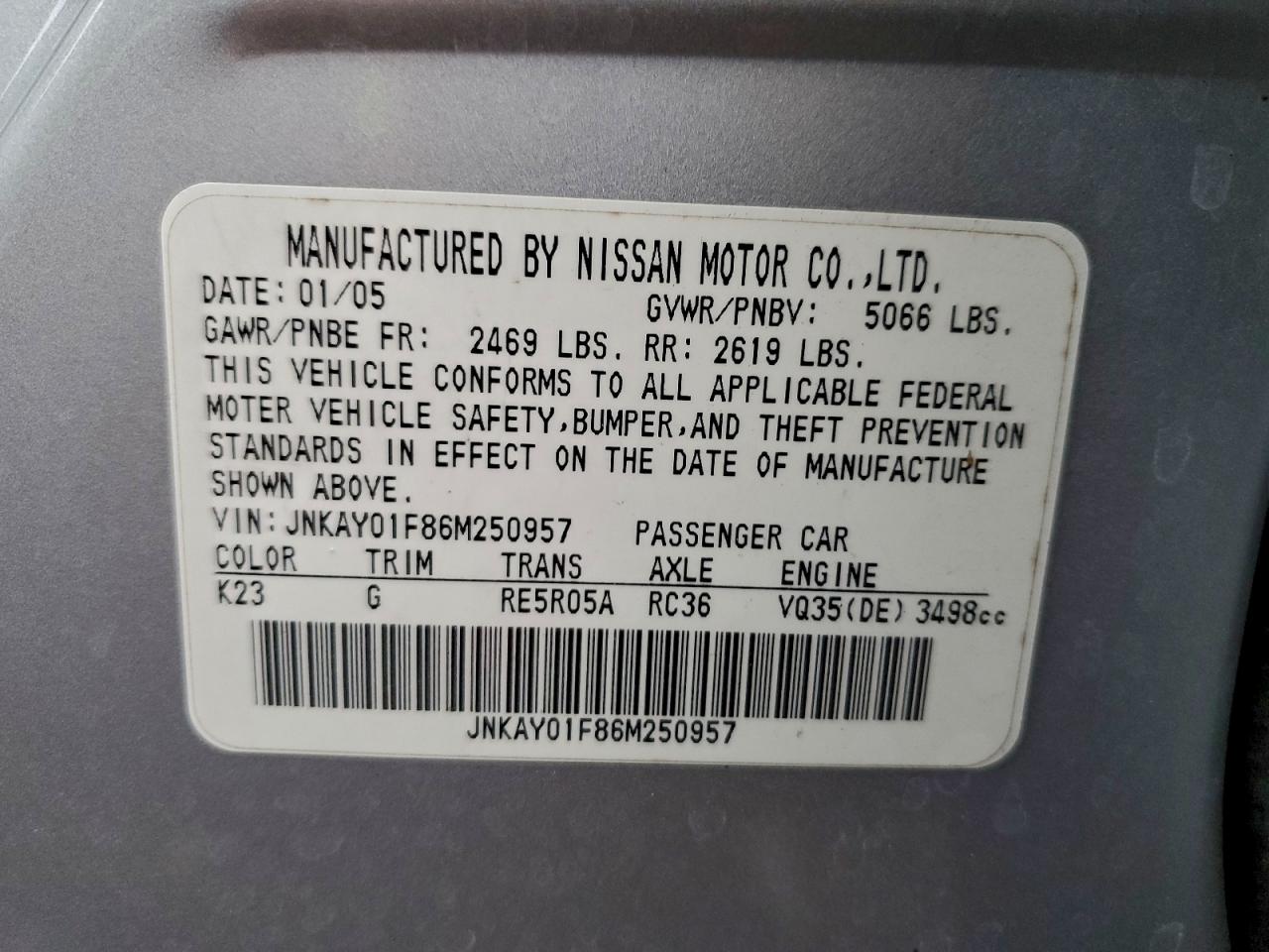 2006 INFINITI M35 BASE photo 12
