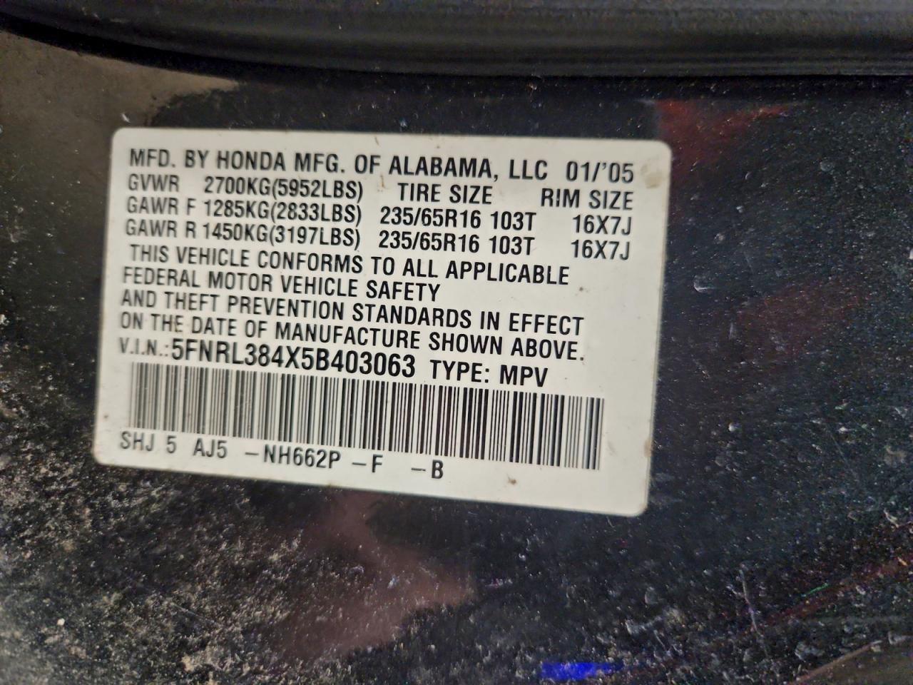 2005 HONDA ODYSSEY EX photo 13