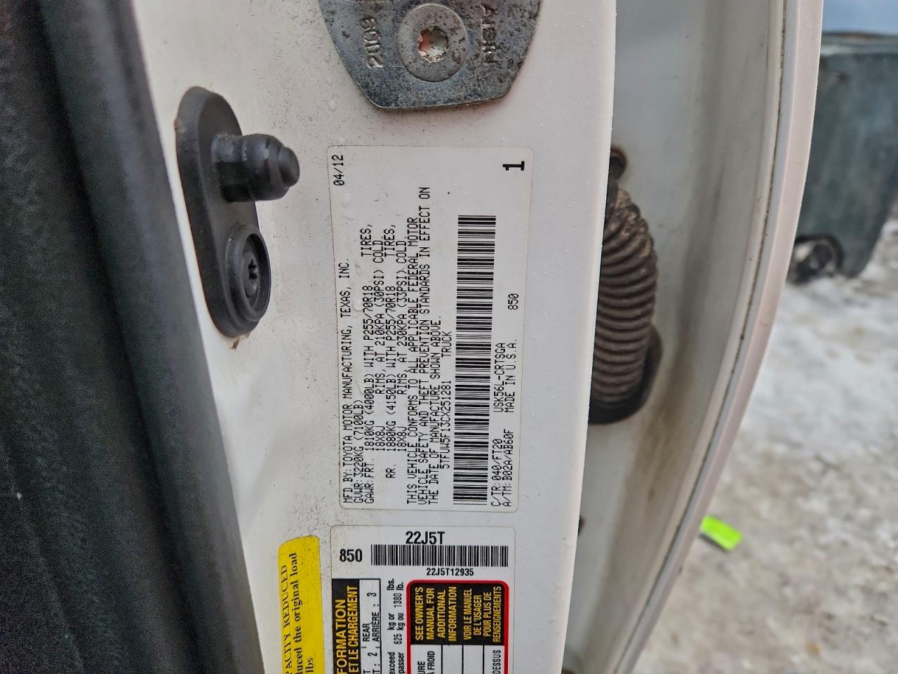 2012 TOYOTA TUNDRA DOUBLE CAB SR5 photo 12