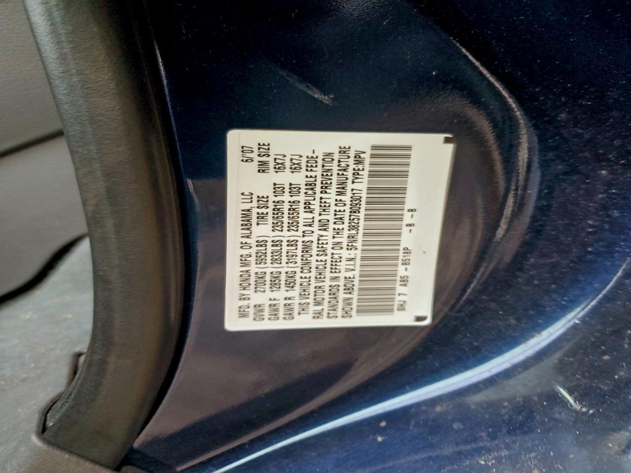 2007 HONDA ODYSSEY LX photo 13