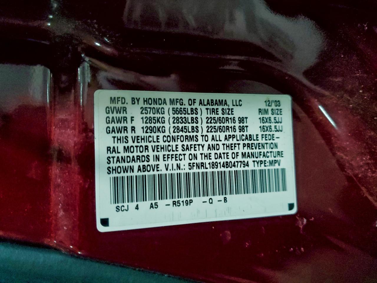 2004 HONDA ODYSSEY EXL photo 13