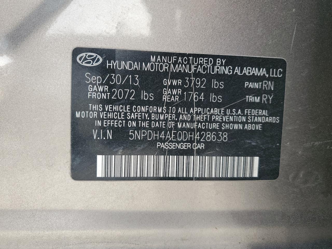 2013 HYUNDAI ELANTRA GLS photo 12