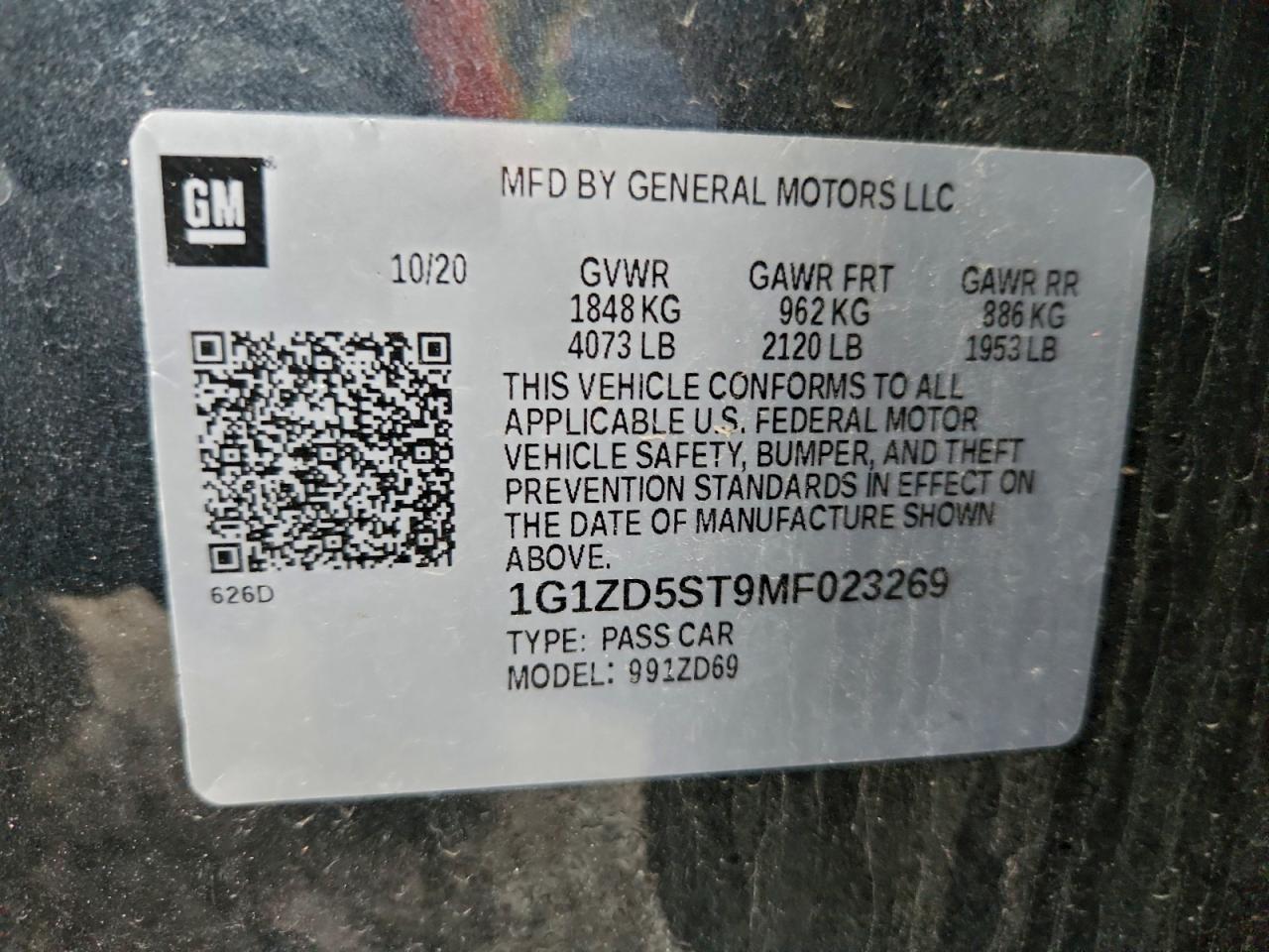 2021 CHEVROLET MALIBU LT photo 12