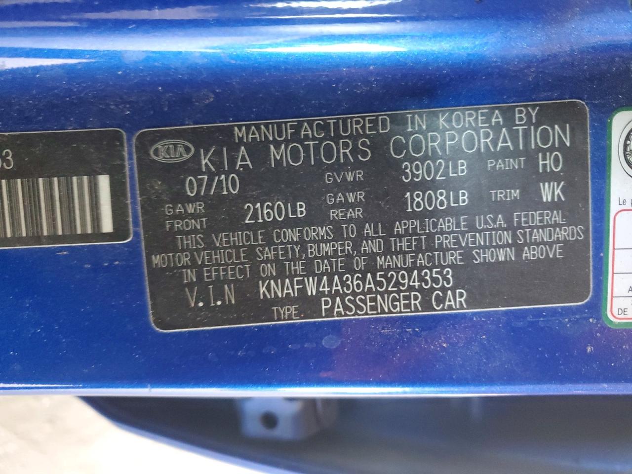 2010 KIA FORTE SX photo 12
