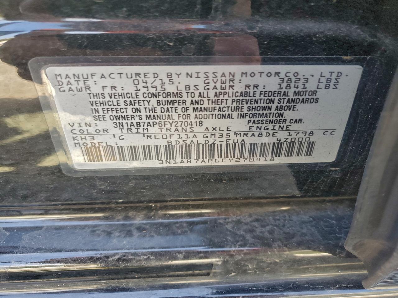 2015 NISSAN SENTRA S photo 23