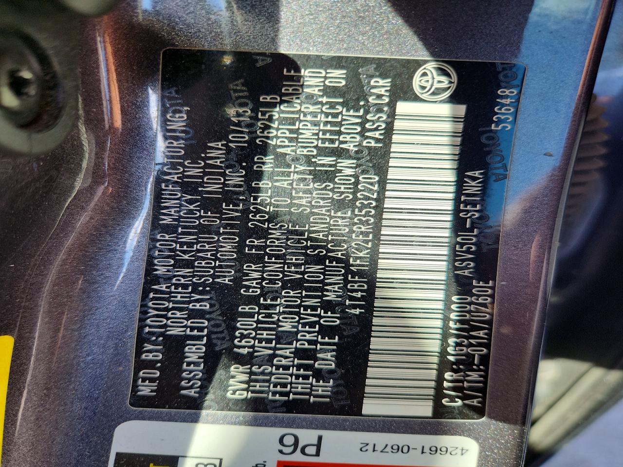2014 TOYOTA CAMRY L photo 12
