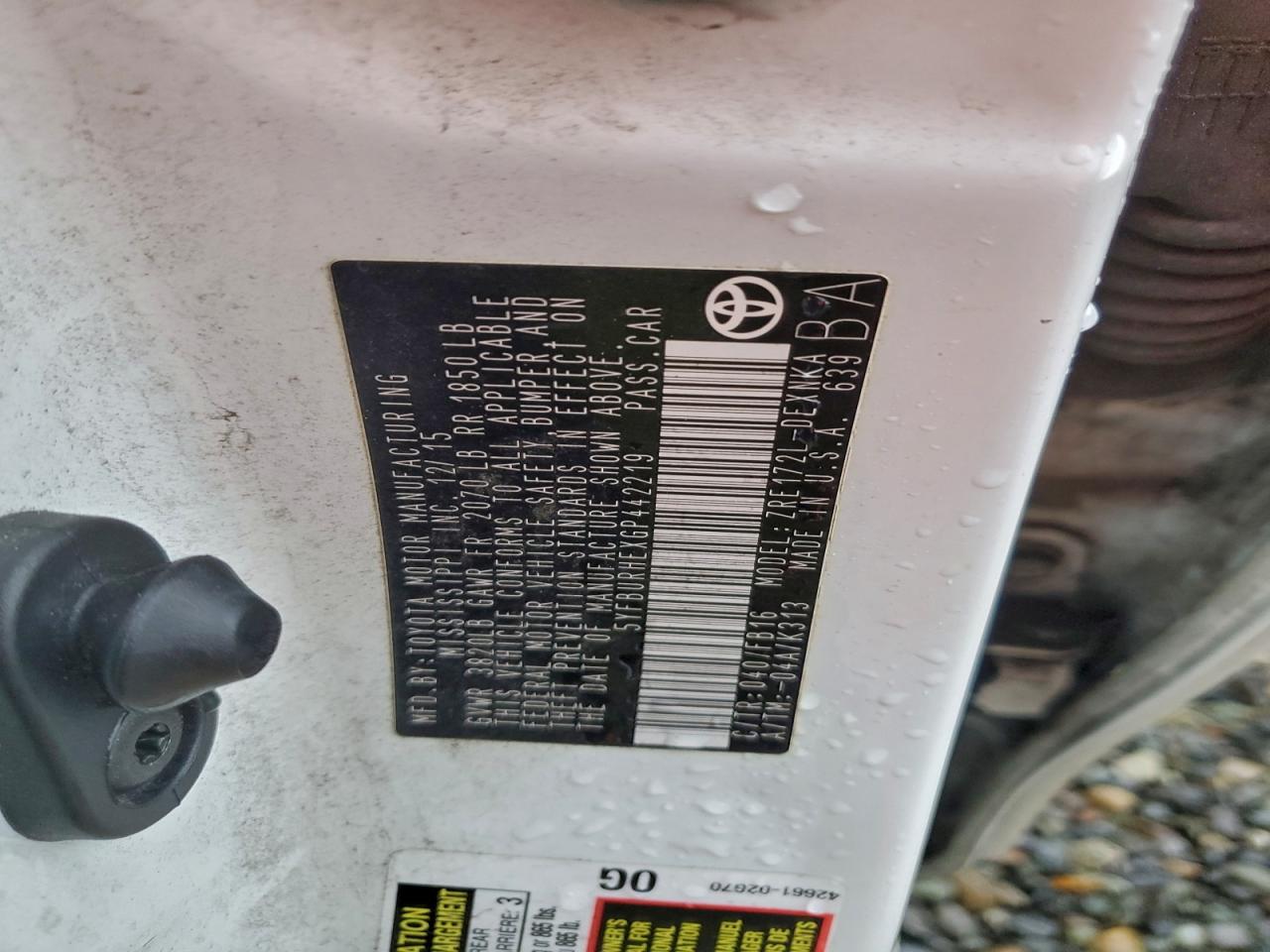 2016 TOYOTA COROLLA L photo 12
