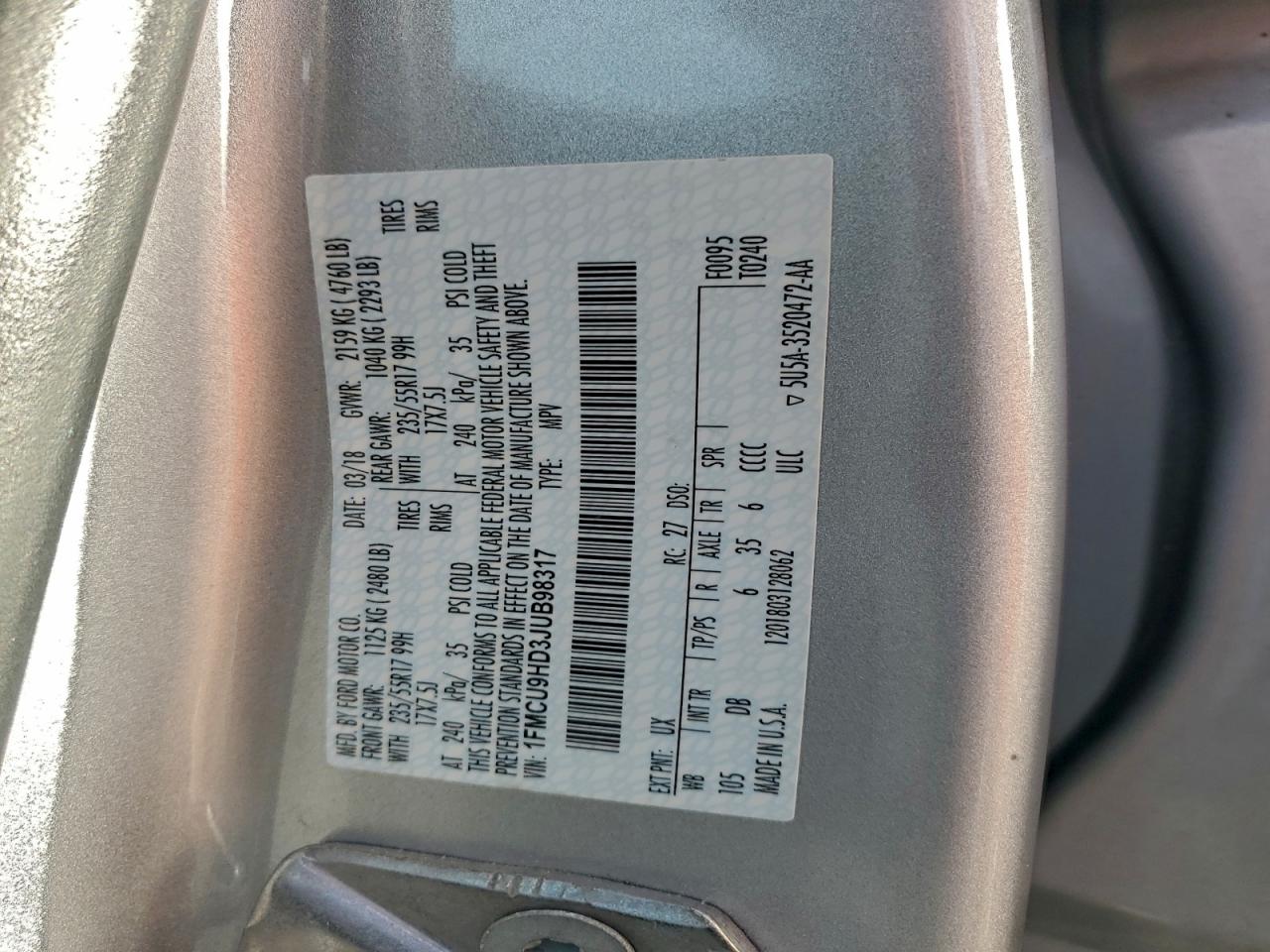 2018 FORD ESCAPE SEL photo 14