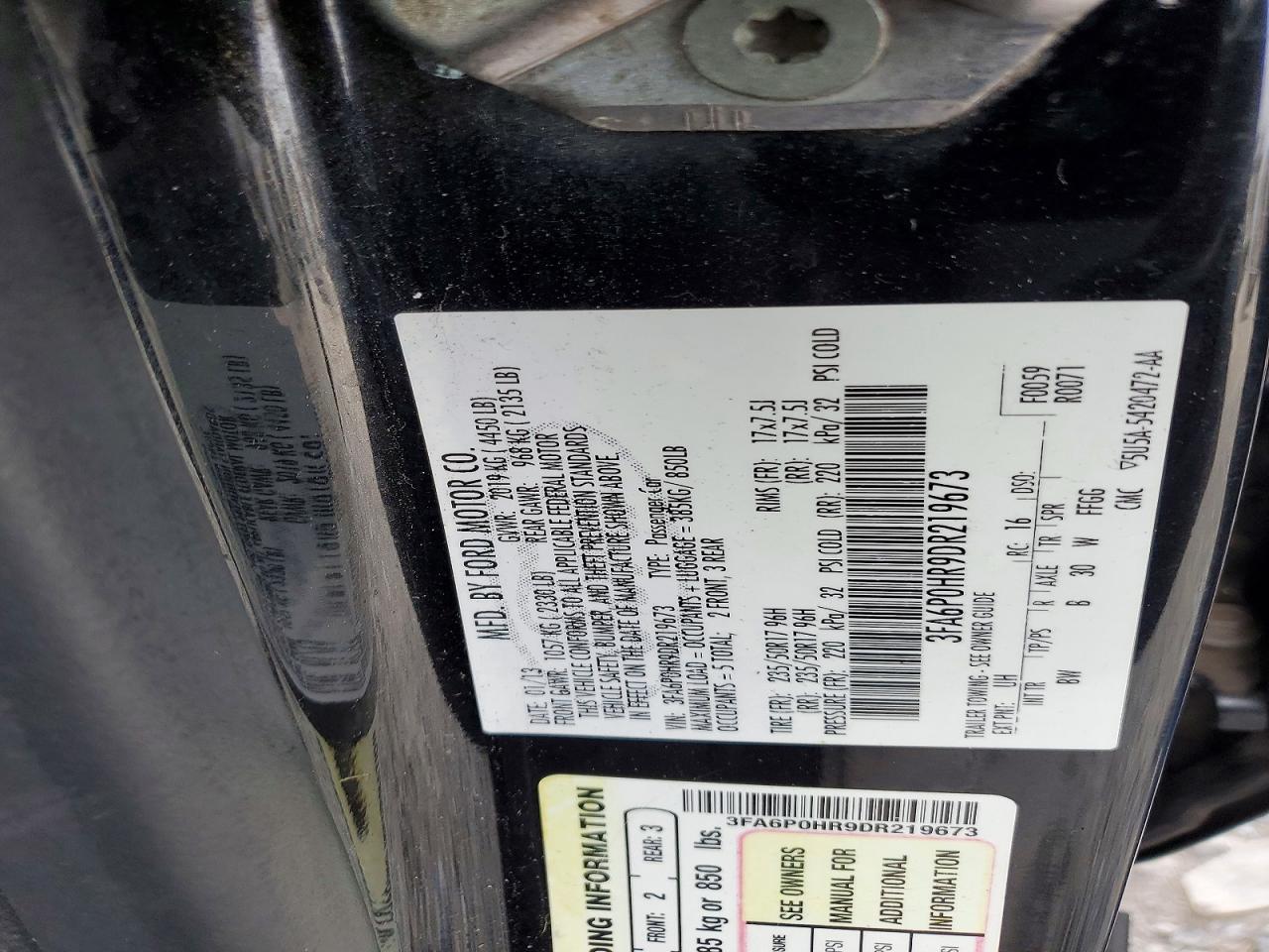 2013 FORD FUSION SE photo 12