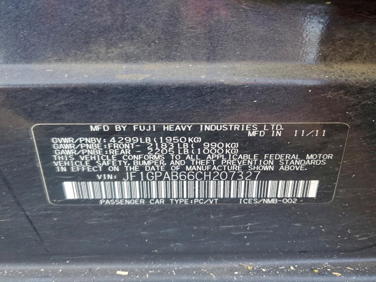 2012 SUBARU IMPREZA PREMIUM photo 12