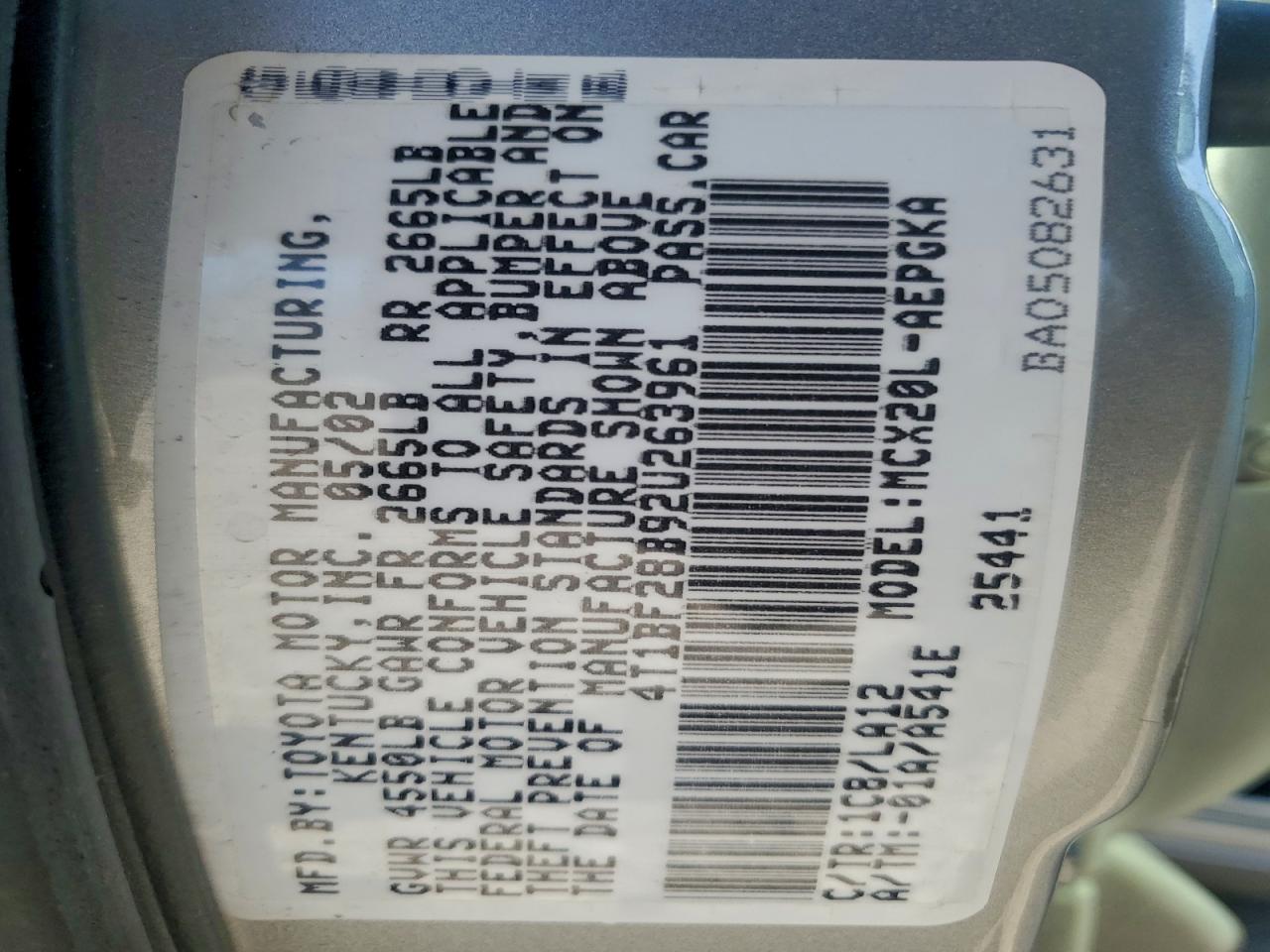 2002 TOYOTA AVALON XL photo 12