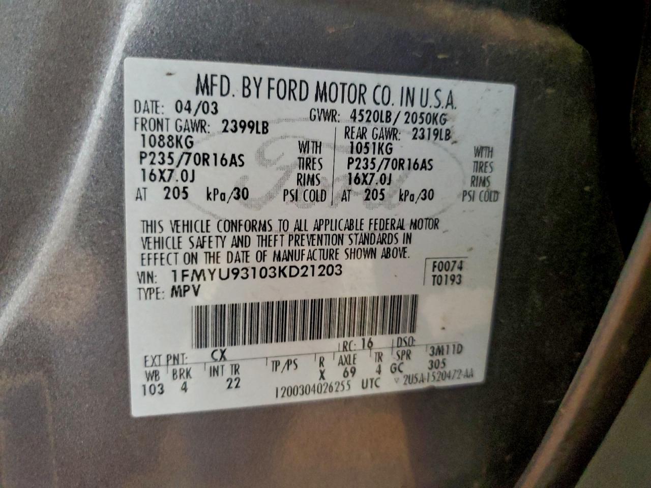 2003 FORD ESCAPE XLT photo 13