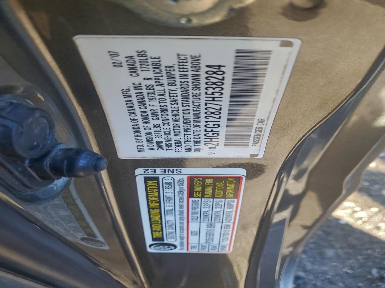 2007 HONDA CIVIC EX photo 12