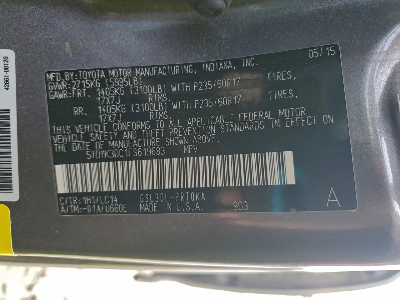 2015 TOYOTA SIENNA XLE photo 13