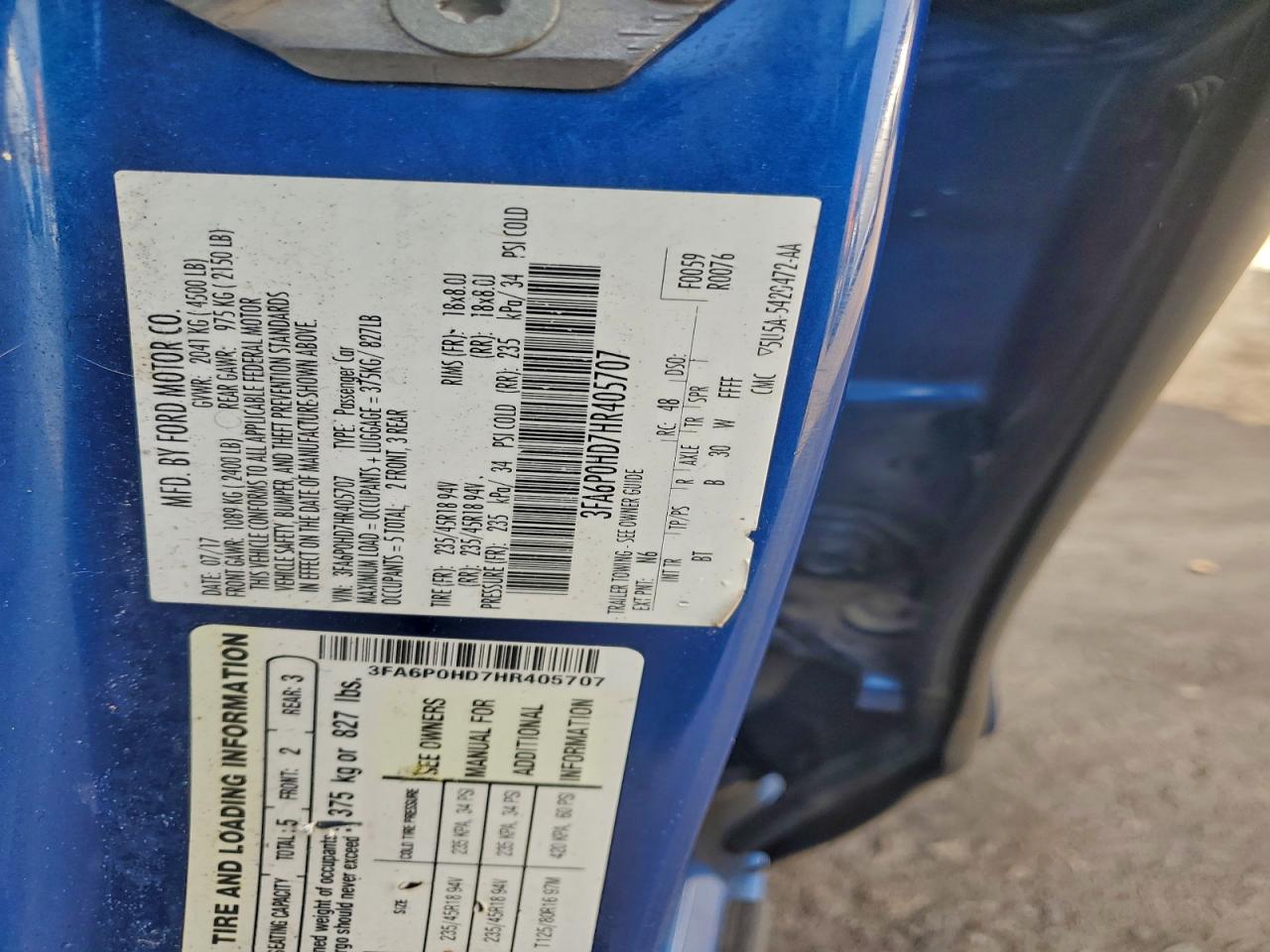 2017 FORD FUSION SE photo 12