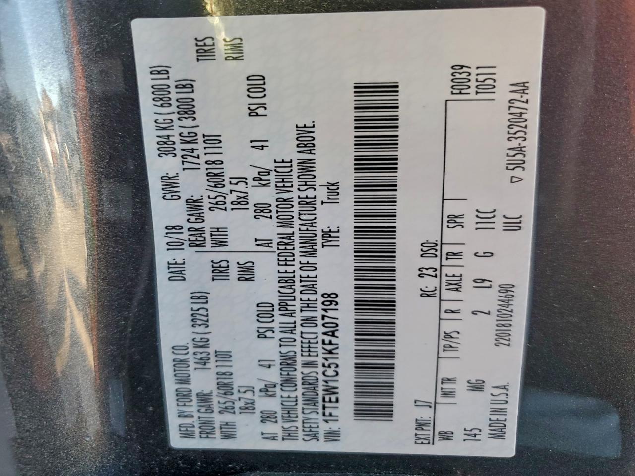 2019 FORD F150 SUPERCREW photo 12