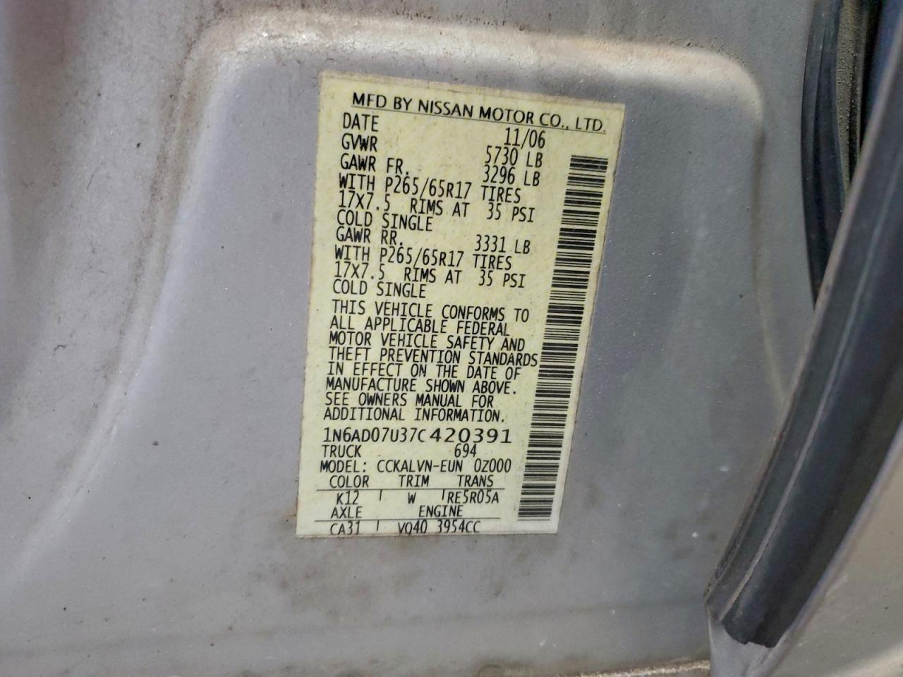 2007 NISSAN FRONTIER CREW CAB LE photo 12