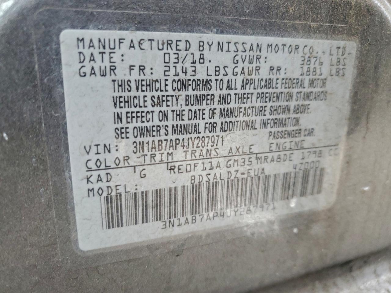 2018 NISSAN SENTRA S photo 12
