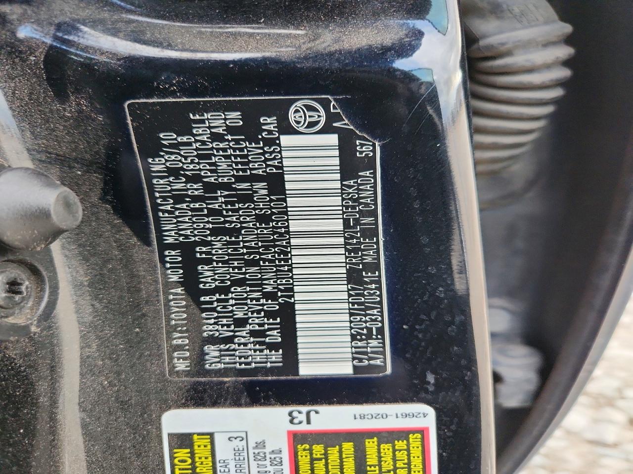 2010 TOYOTA COROLLA BASE photo 12