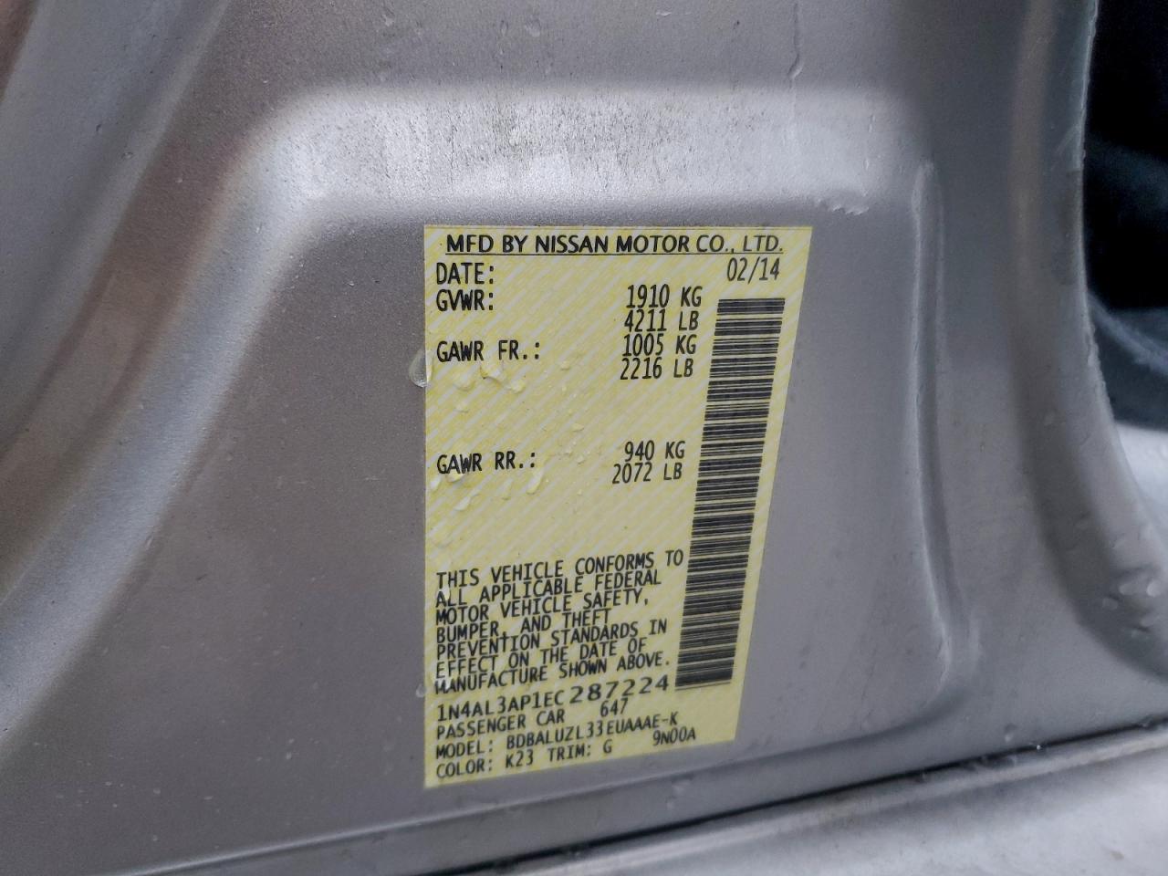 2014 NISSAN ALTIMA 2.5 photo 12