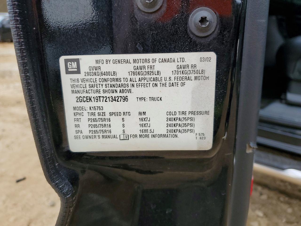 2002 CHEVROLET SILVERADO K1500 photo 12