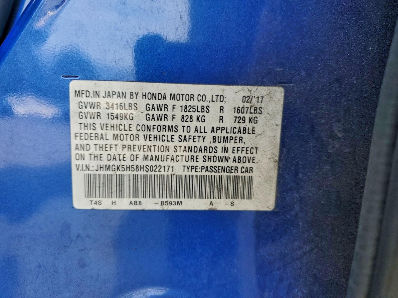 2017 HONDA FIT LX photo 13