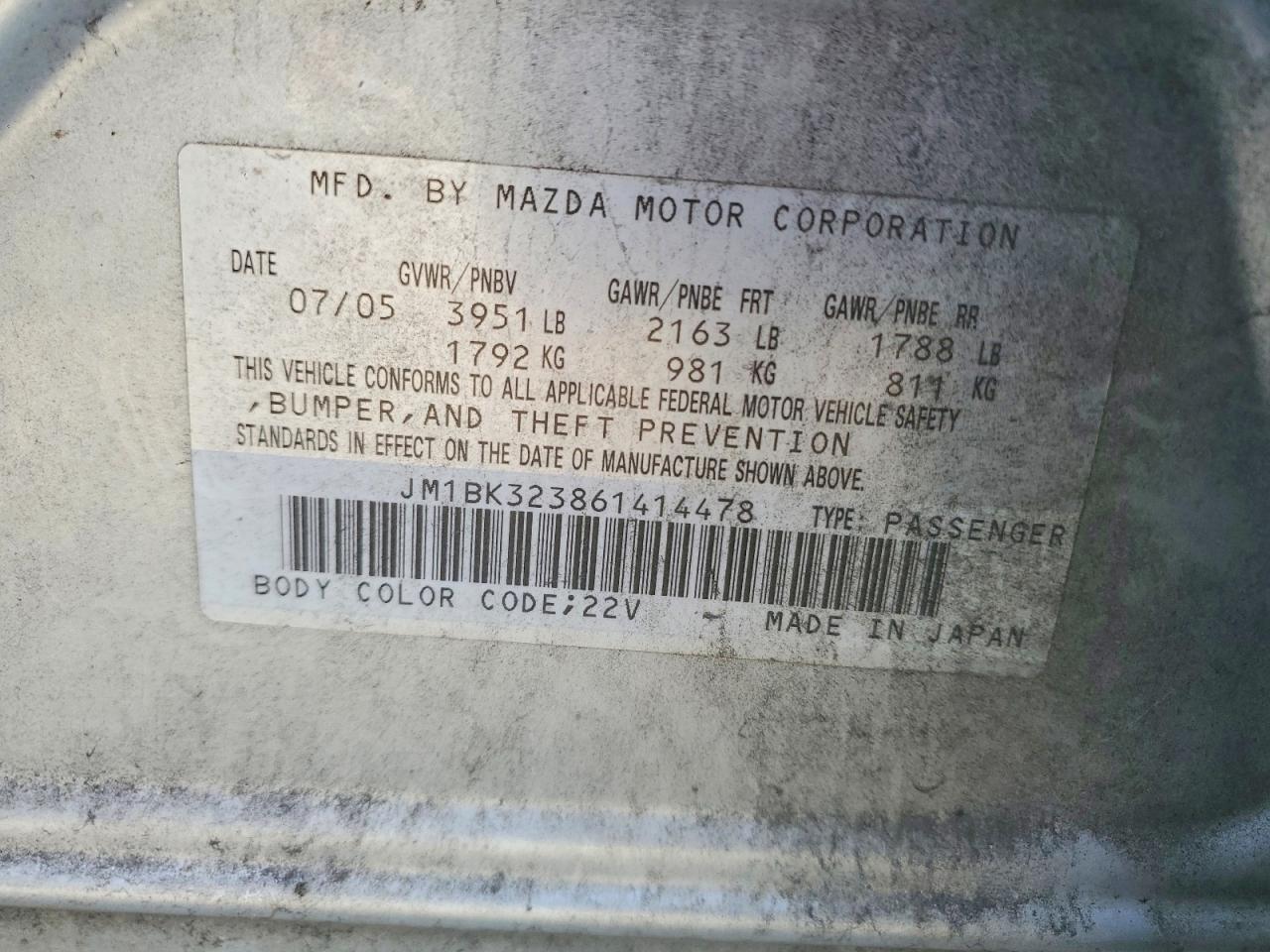 2006 MAZDA 3 S photo 13