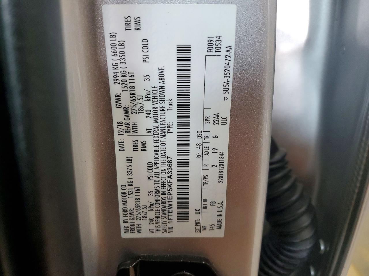 2019 FORD F150 SUPERCREW photo 12