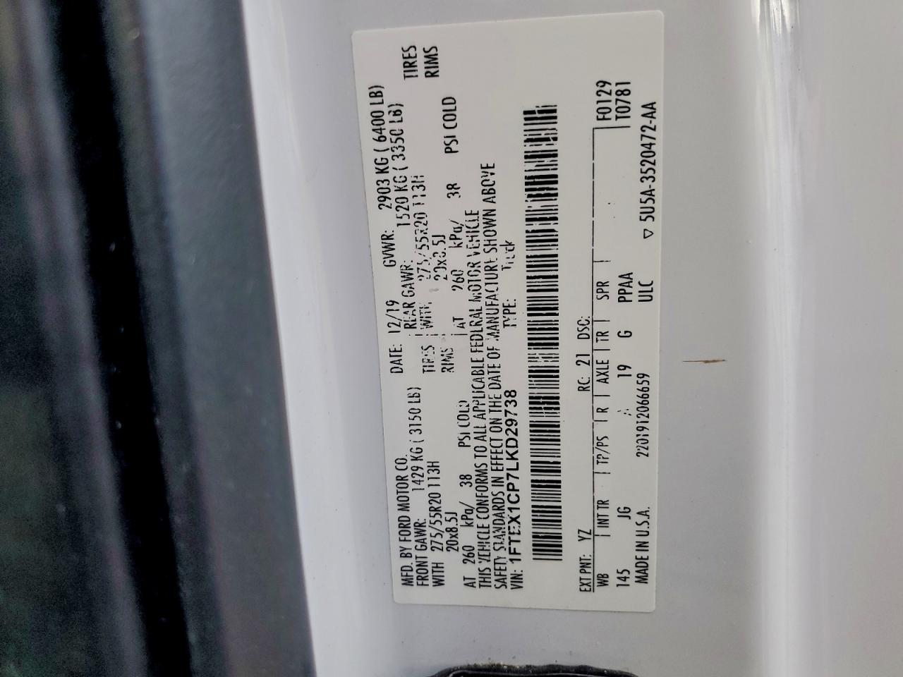 2020 FORD F150 SUPER CAB photo 12