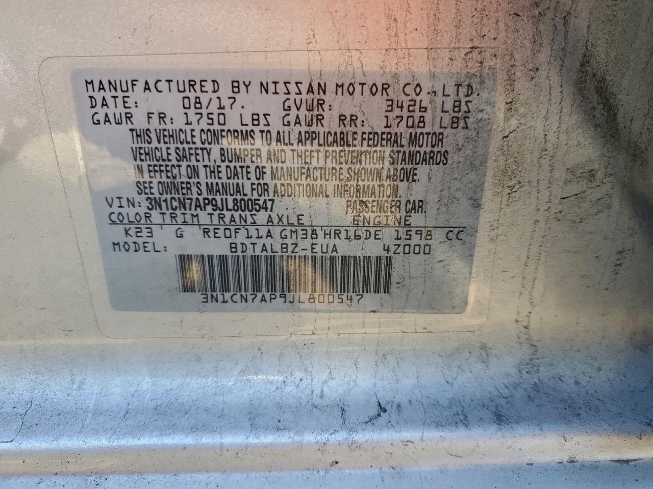 2018 NISSAN VERSA S photo 12