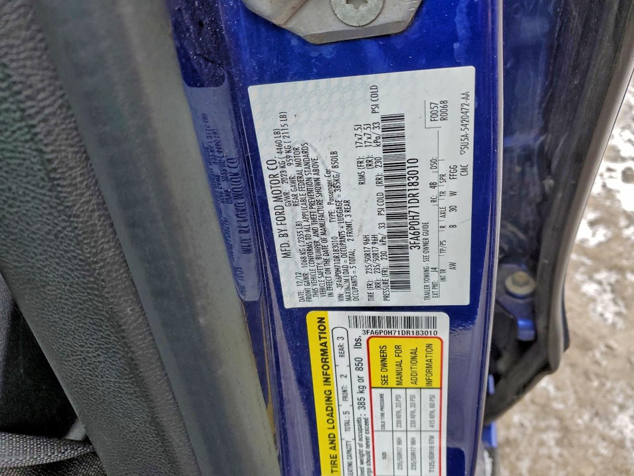2013 FORD FUSION SE photo 13