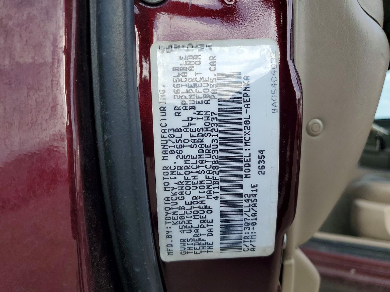 2003 TOYOTA AVALON XL photo 12