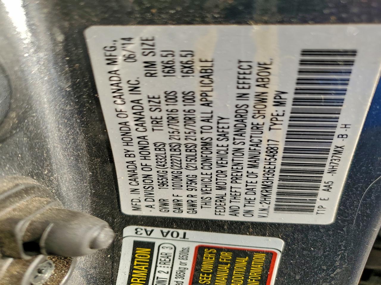 2014 HONDA CR-V LX photo 13