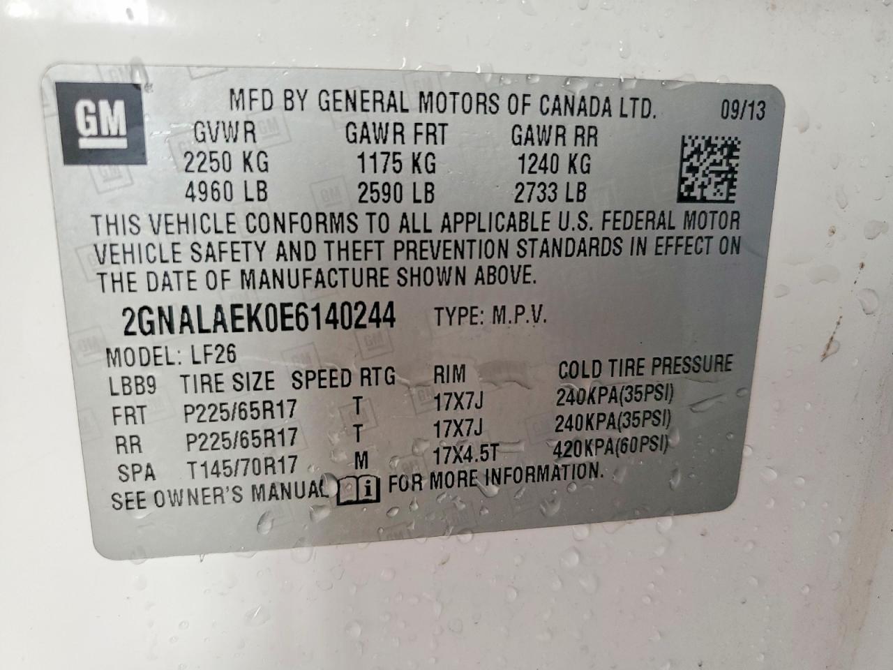 2014 CHEVROLET EQUINOX LS photo 13