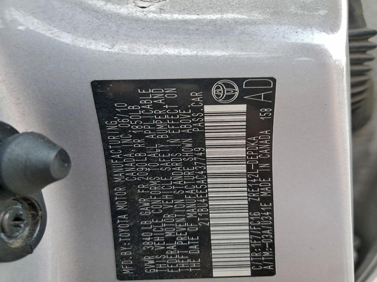 2010 TOYOTA COROLLA BASE photo 13
