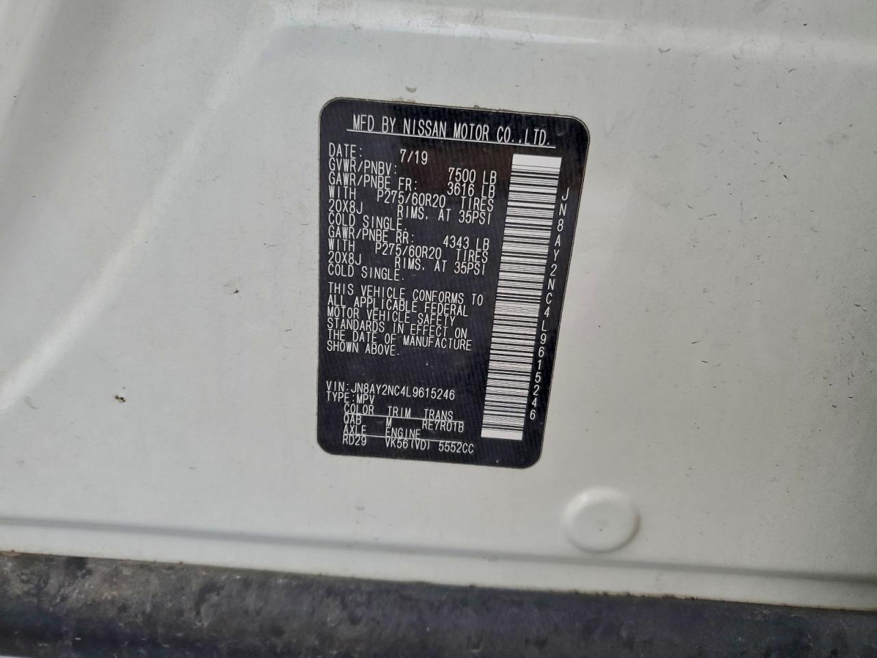2020 NISSAN ARMADA SV photo 13