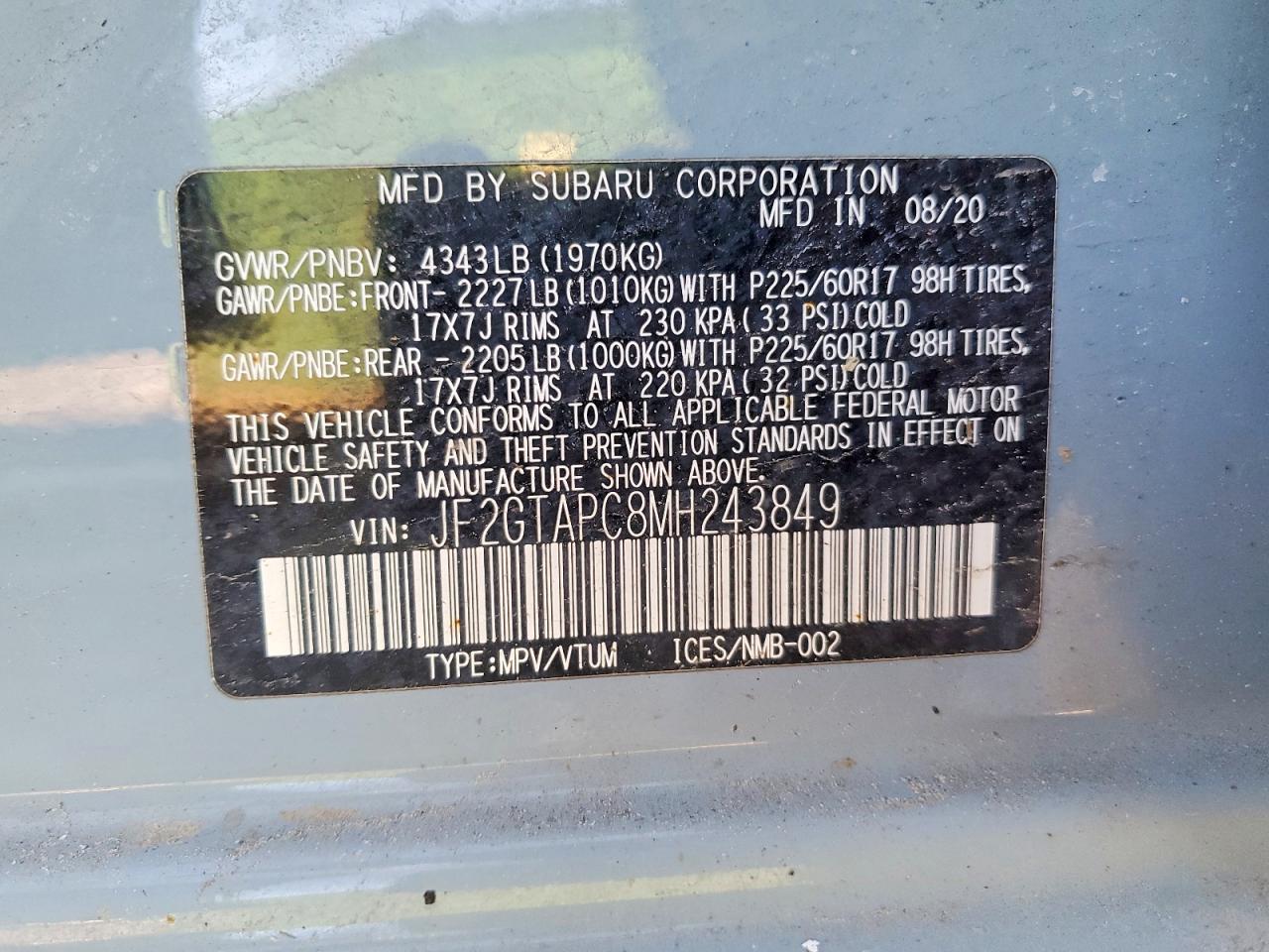2021 SUBARU CROSSTREK PREMIUM photo 13
