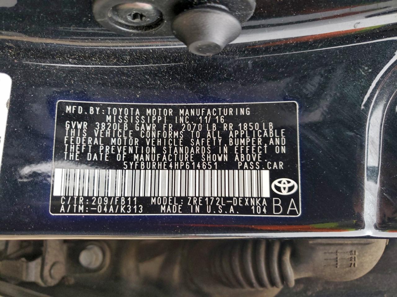 2017 TOYOTA COROLLA L photo 12