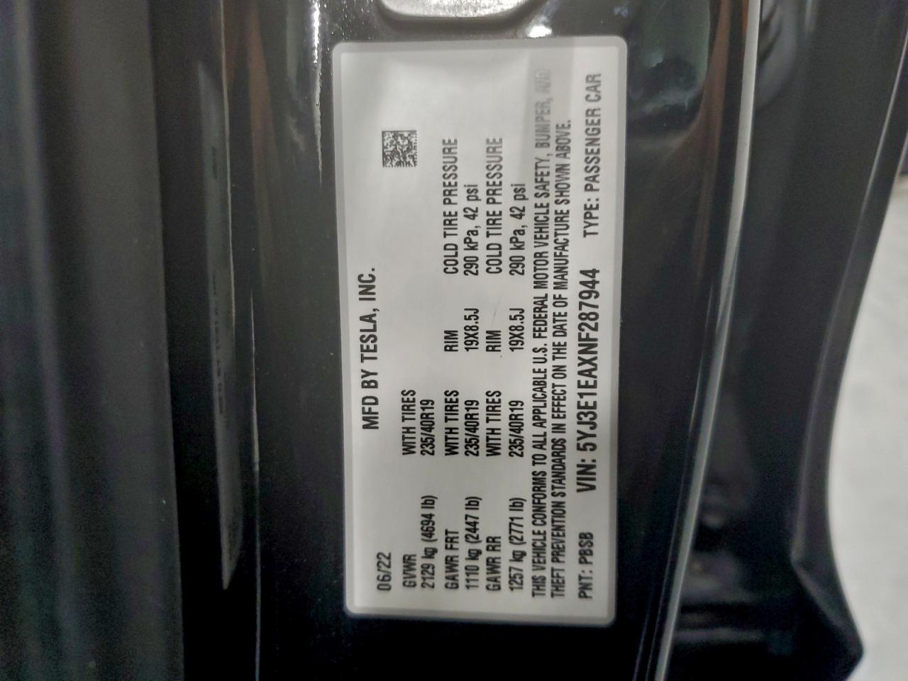 2022 TESLA MODEL 3 photo 12
