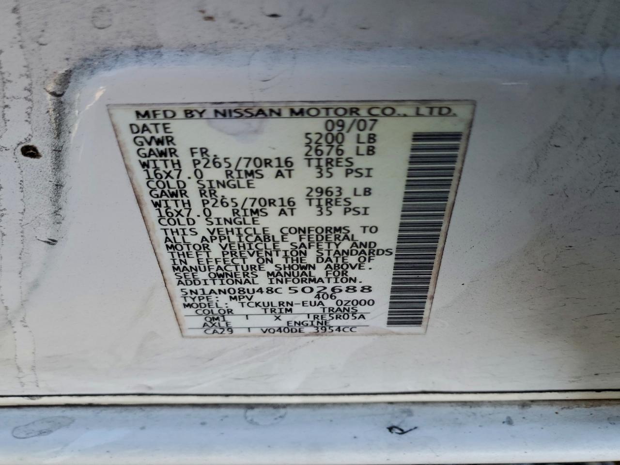 2008 NISSAN XTERRA OFF ROAD photo 13