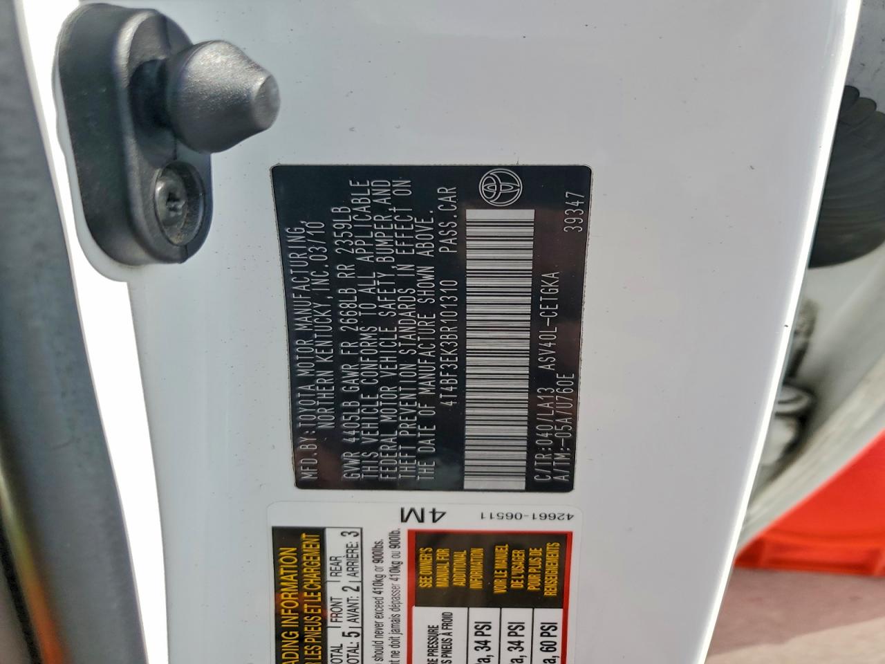 2011 TOYOTA CAMRY BASE photo 12