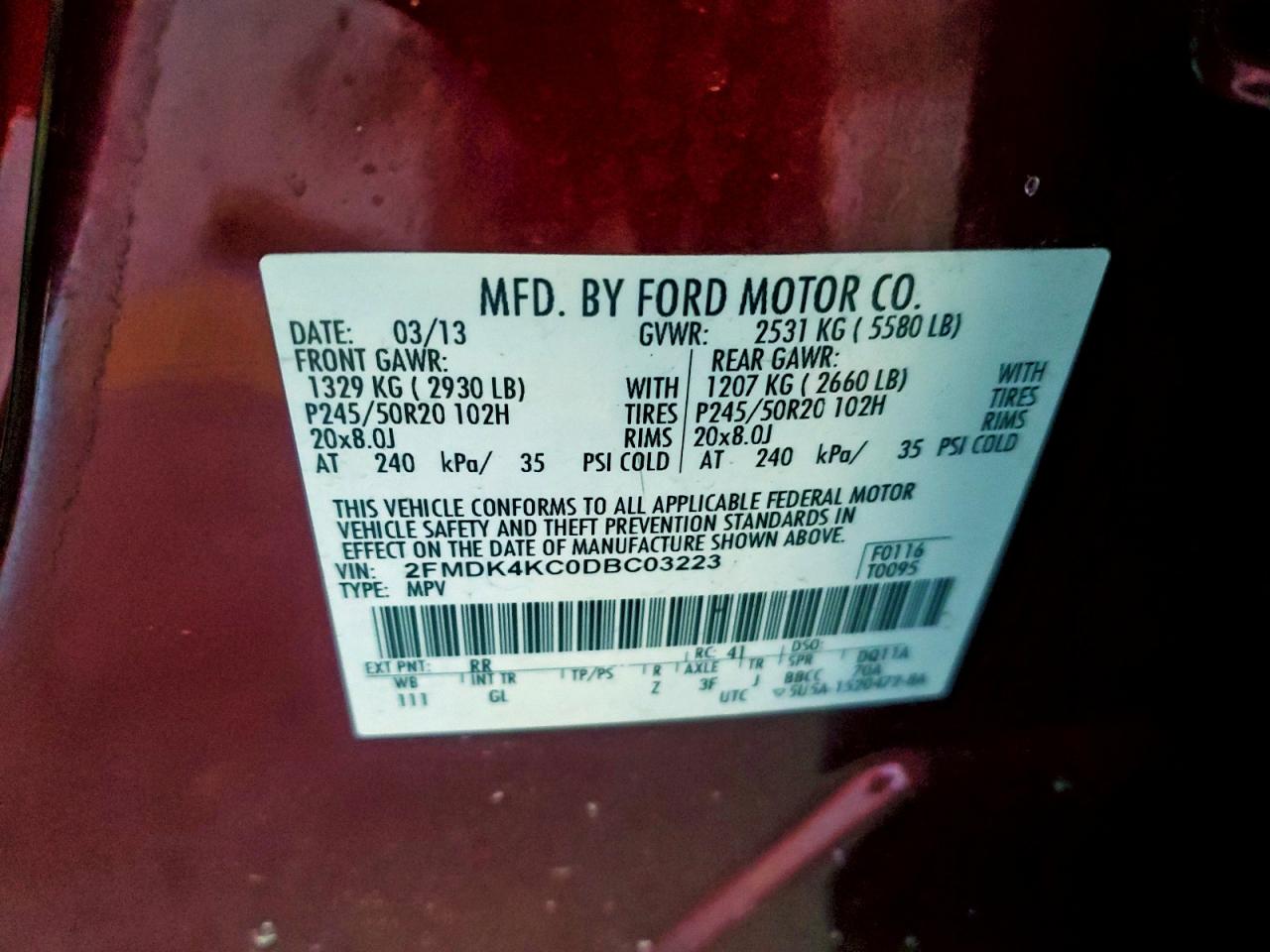 2013 FORD EDGE LIMITED photo 37