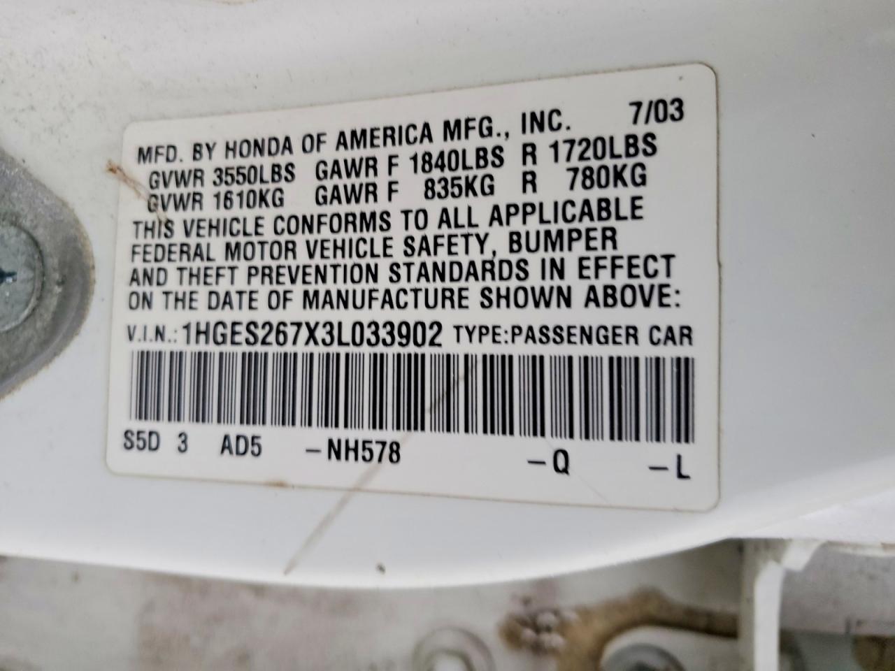 2003 HONDA CIVIC EX photo 34